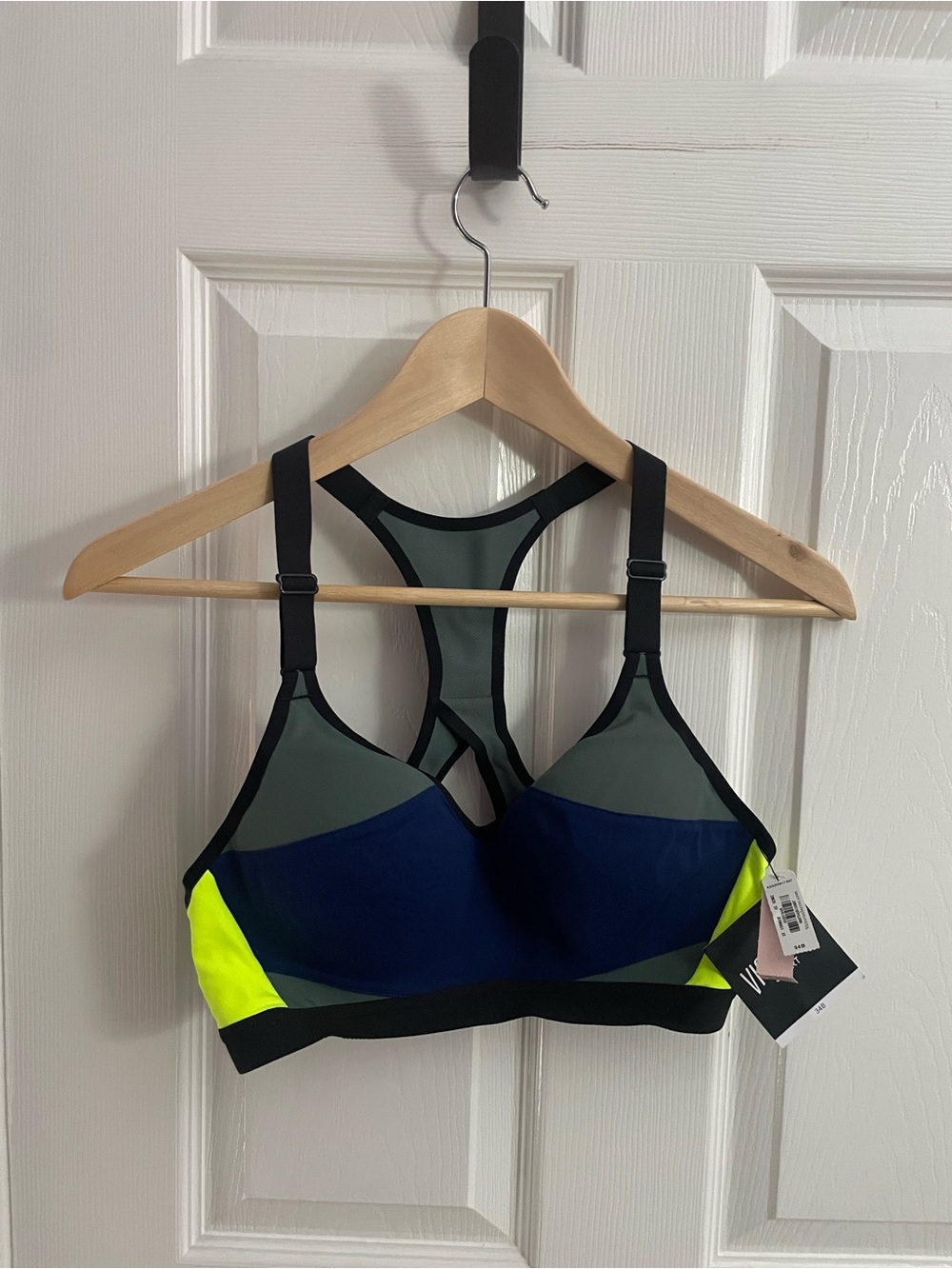 Victoria's Secret Navy, Gray & Neon Yellow Sports Bra